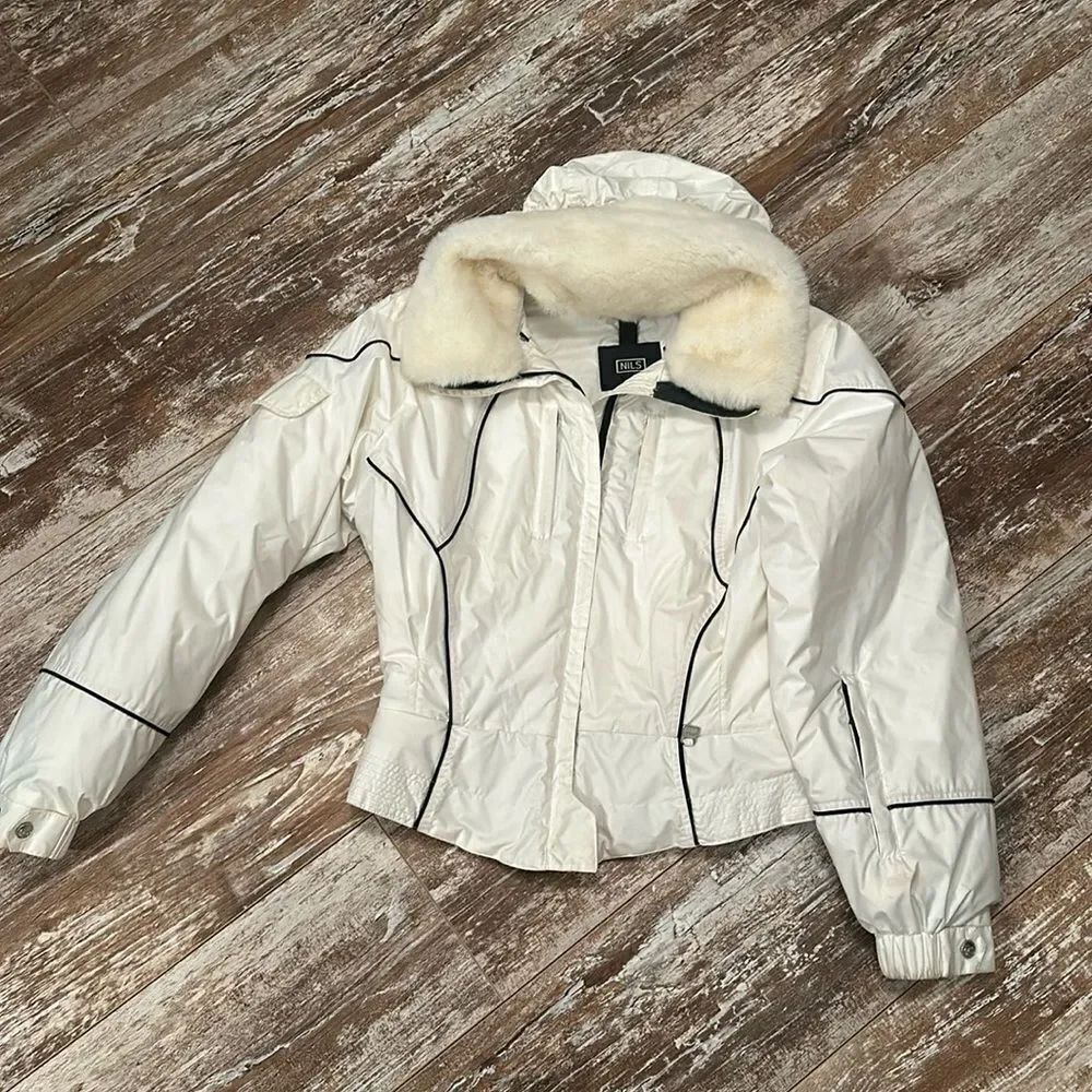 NILS White Faux Fur Collar Hooded Ski Jacket 8